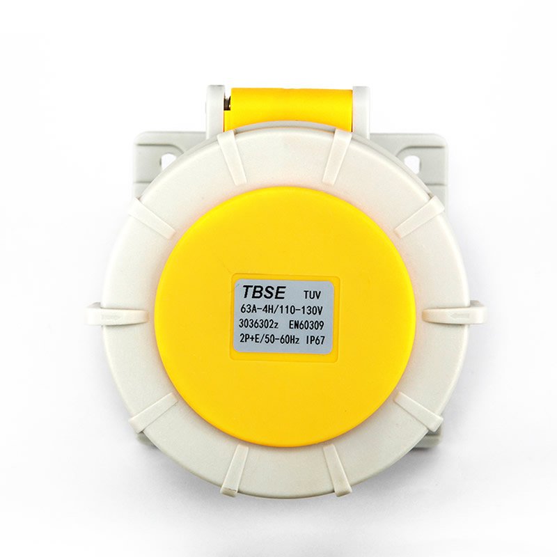 IEC EN 60309 CEE Add-on Socket, 3-Pin, 63A, 100-130V, IP67 Watertight