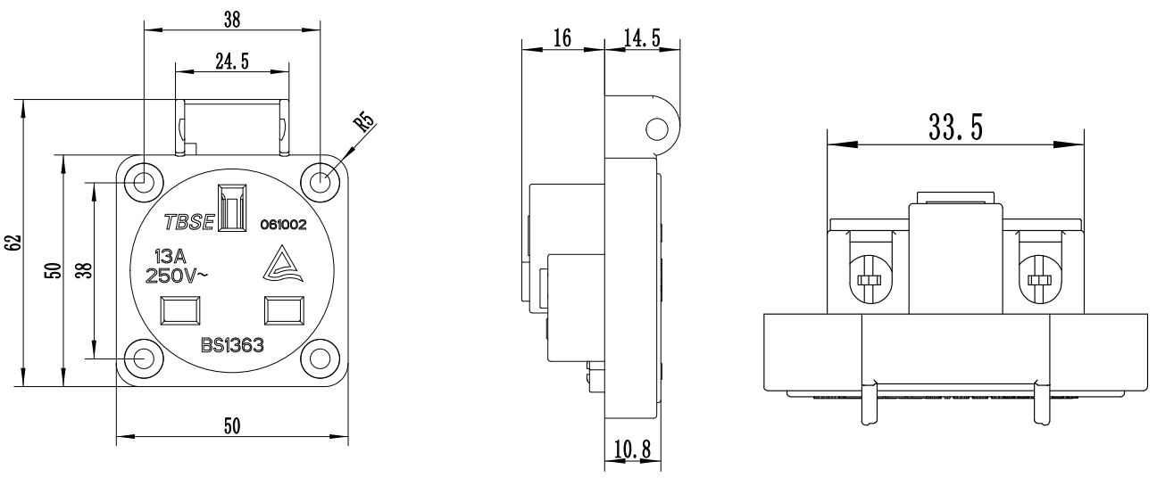 United Kingdom AC power Socket 13 Amps 250 Volts IP54