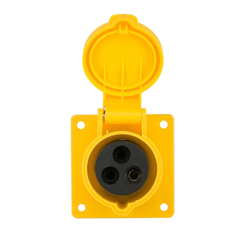 IEC EN 60309 CEE Add-on Socket, 3-Pin, 16A, 100-130V, IP44 Splashproof