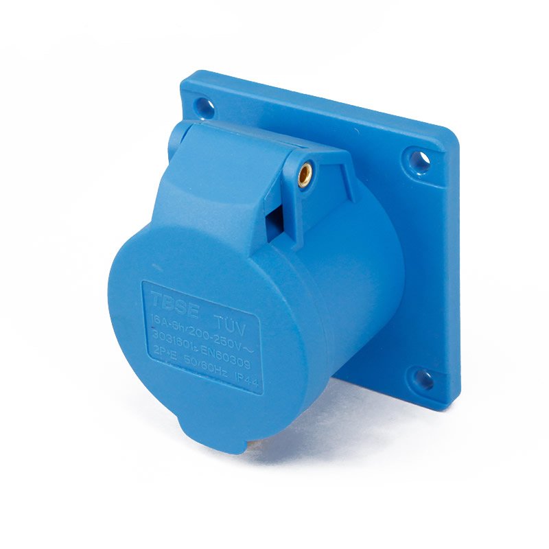 IEC 60309 CEE Wall-Mounted Socket Outlet, Straight, 3-Pin, 16A, 200-250V, IP44 Splashproof