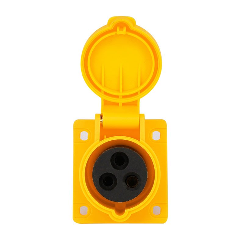 IEC 60309 CEE Flanged Socket, 3-Pin, 16A, 100-130V, IP44 Splashproof