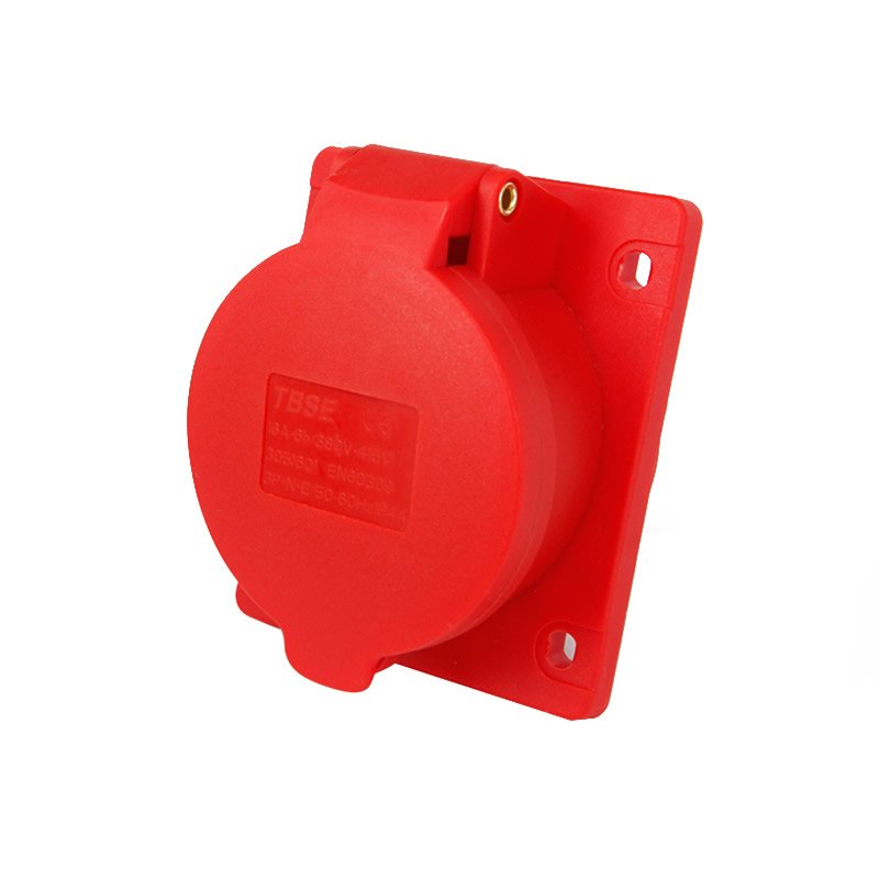 IEC 60309 CEE Flanged Socket, Sloping, 5 Poles, 16A, 380-415V, IP44 Waterproof