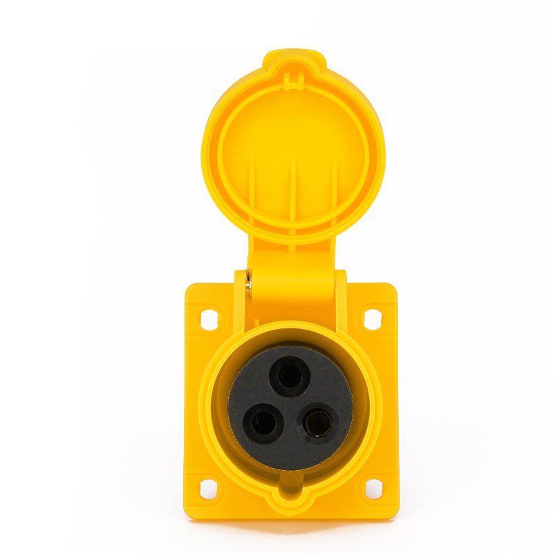 IEC 60309 CEE Flanged Socket, 3-Pin, 32A, 100-130V, IP44 Splashproof