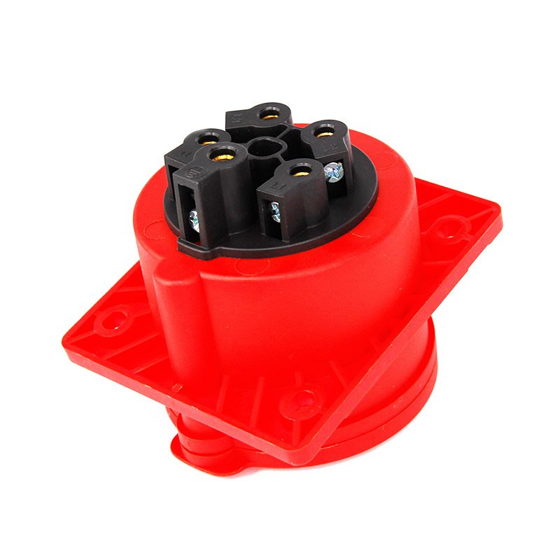 IEC 60309 CEE Flanged Socket, Sloping, 5 Poles, 32A, 380-415V, IP44 Waterproof