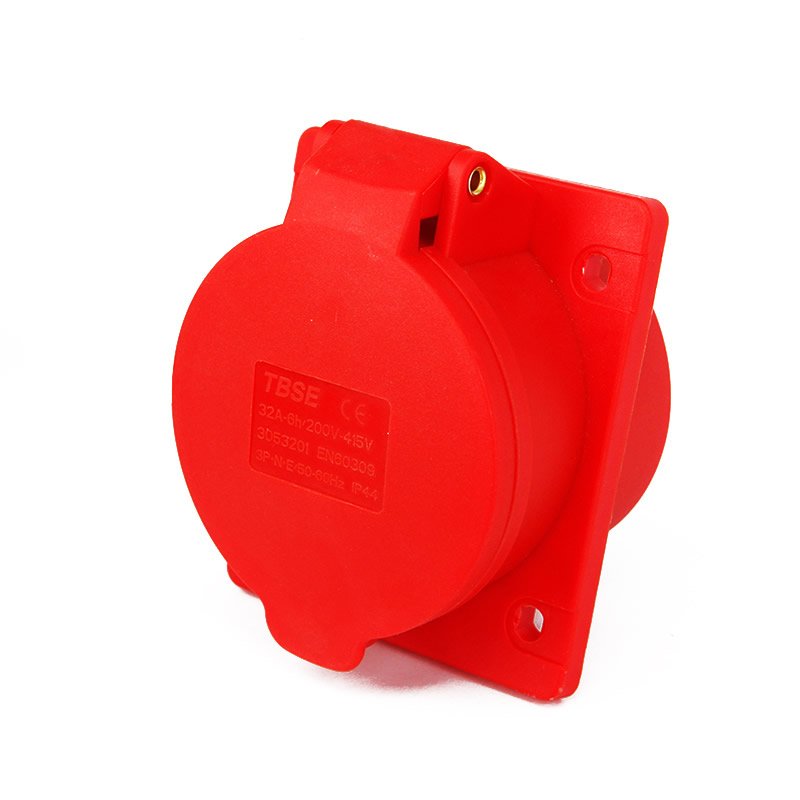 IEC 60309 CEE Flanged Socket, Sloping, 5 Poles, 32A, 380-415V, IP44 Waterproof