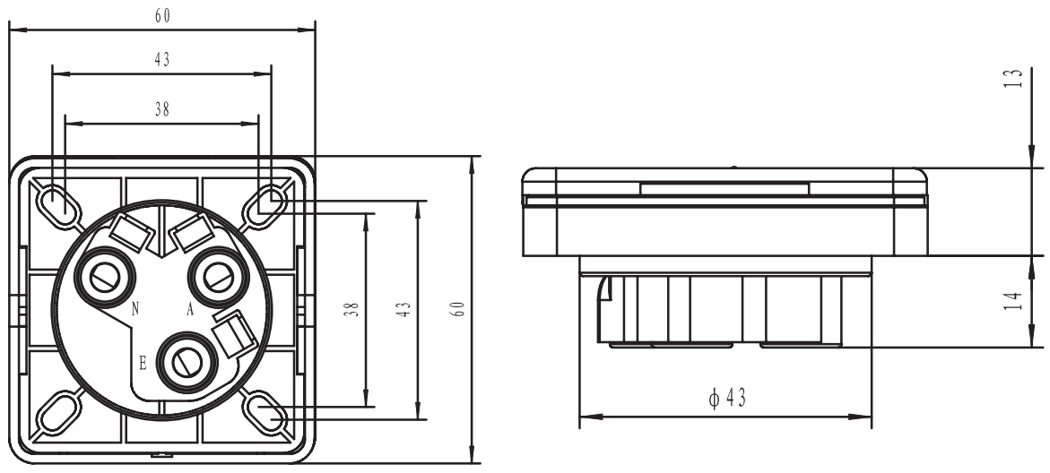 Australian Panel Mounted Female Socket Outlet IP54 15 Amps 250 Volts