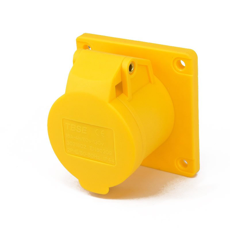 IEC EN 60309 CEE Add-on Socket, 3-Pin, 16A, 100-130V, IP44 Splashproof