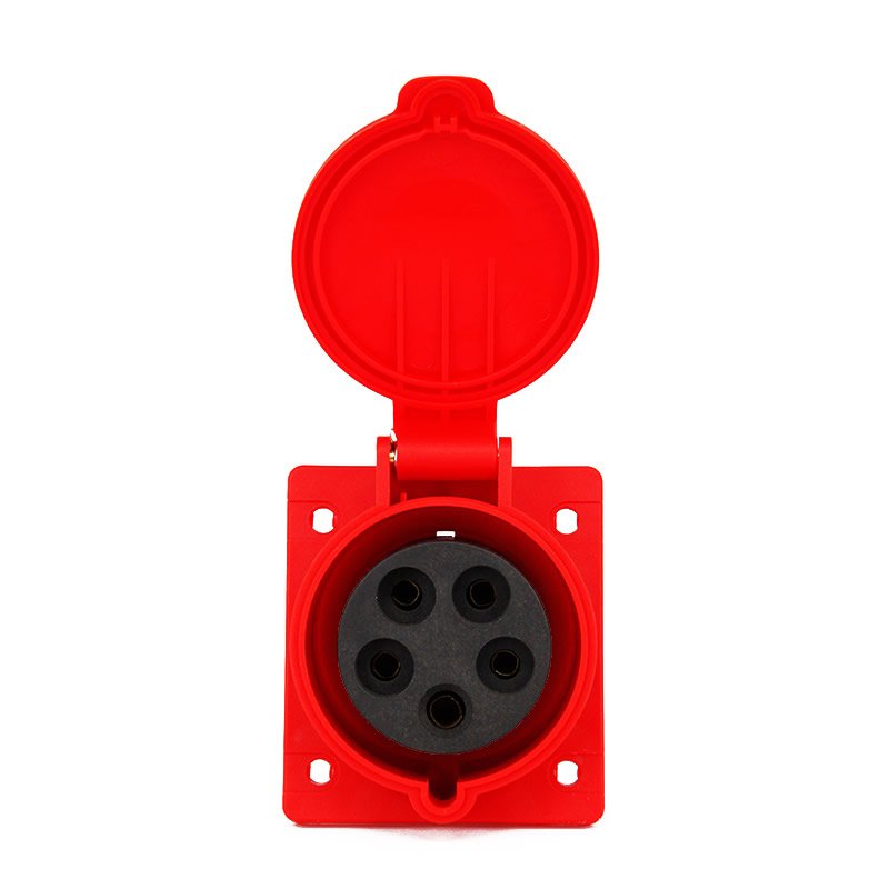 IEC 60309 CEE Flanged Socket, Sloping, 5 Poles, 32A, 380-415V, IP44 Waterproof