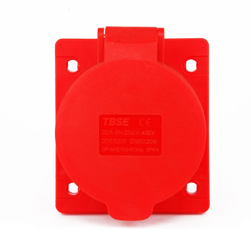 IEC 60309 CEE Flanged Socket, Sloping, 5 Poles, 32A, 380-415V, IP44 Waterproof