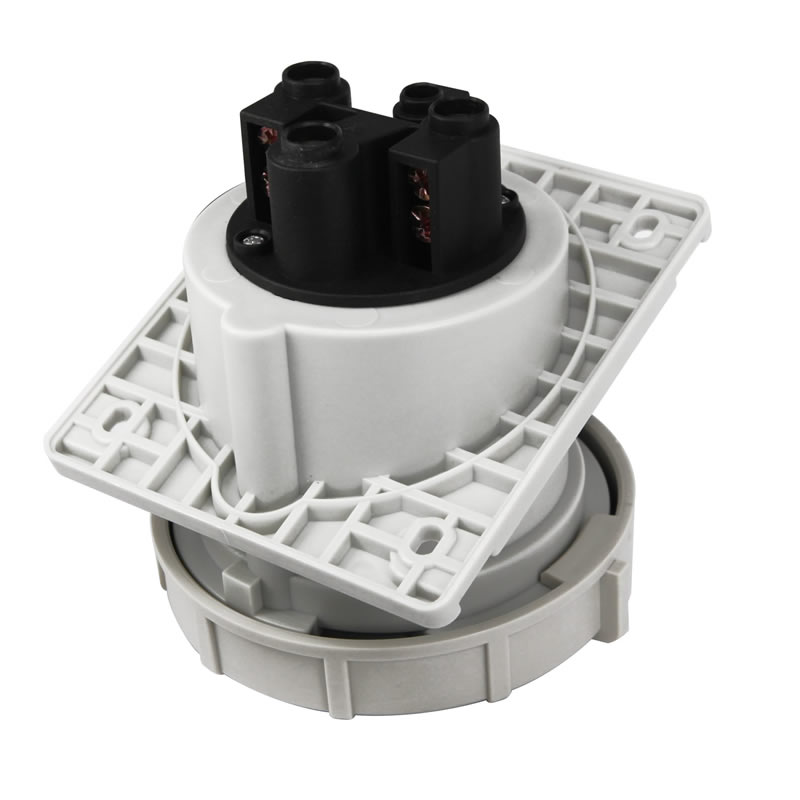 IEC 60309 CEE Wall-Mounted Socket Outlet, Angle, 3-Pin, 63A, 200-250V, IP67 Watertight