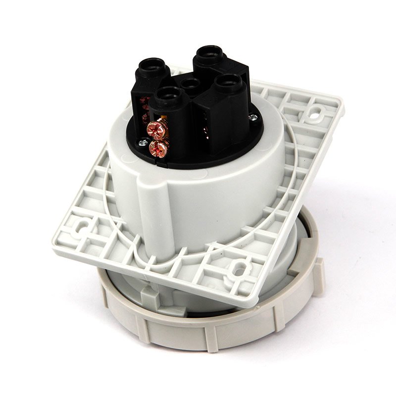 IEC 60309 CEE Flanged Socket, Sloping, 4 Poles, 63A, 380-415V, IP67 Watertight