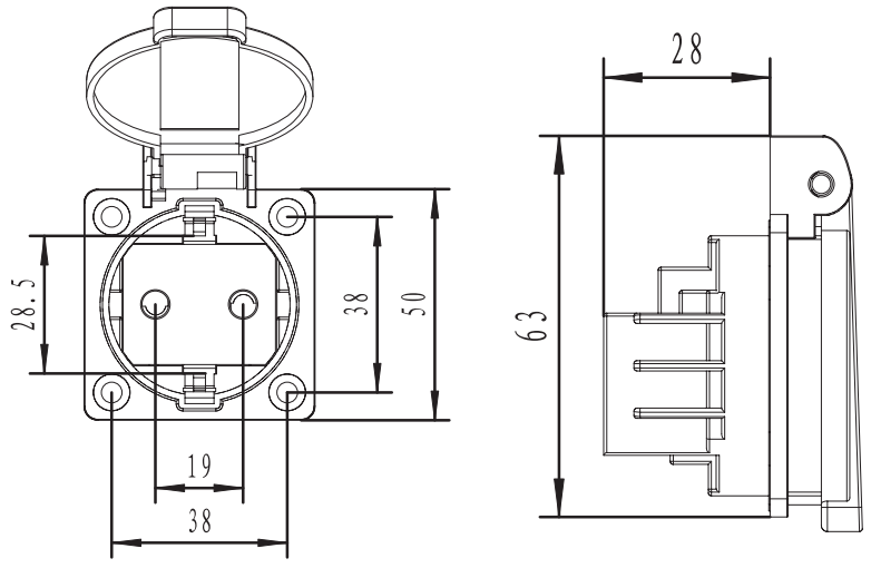 IP44 Built-in Schuko Steckdose 16 Amps 250 Volts